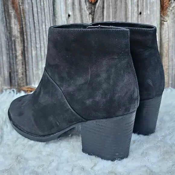 Black Ankle Bootie Blondo Nelli Size 9.5 Nubuck Leather Heel Zip Waterproof - Picture 4 of 13